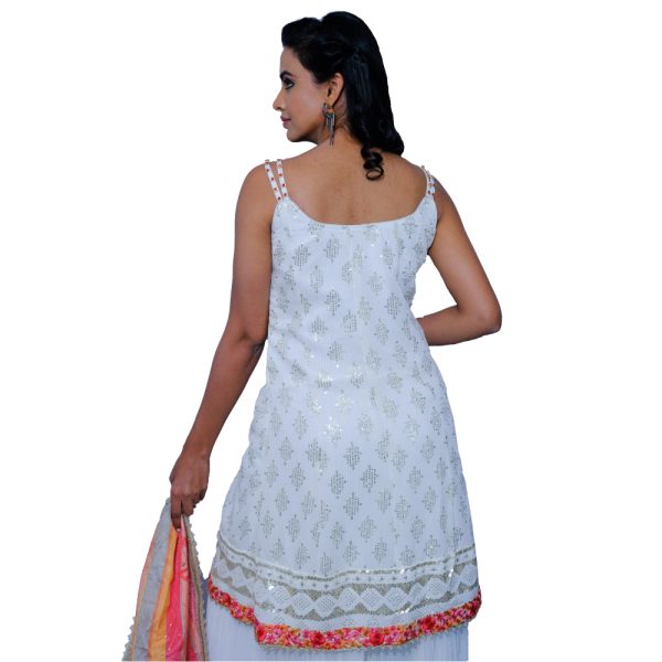 WOMEN'S EMBROIDERY WHITE SHARARA SUIT - Image 4