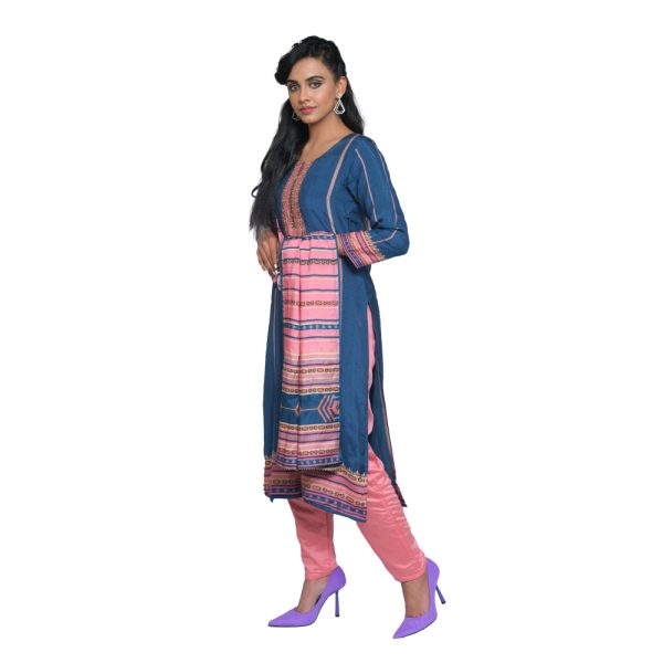 COTTON SILK WOMEN'S BLUE SUIT - Image 2