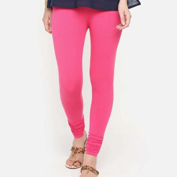 Women Dark Pink Cotton Churidar Leggings