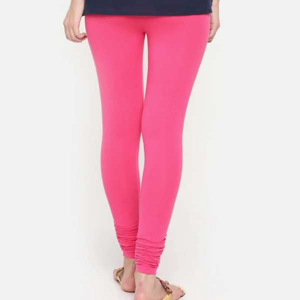 Women Dark Pink Cotton Churidar Leggings - Image 2